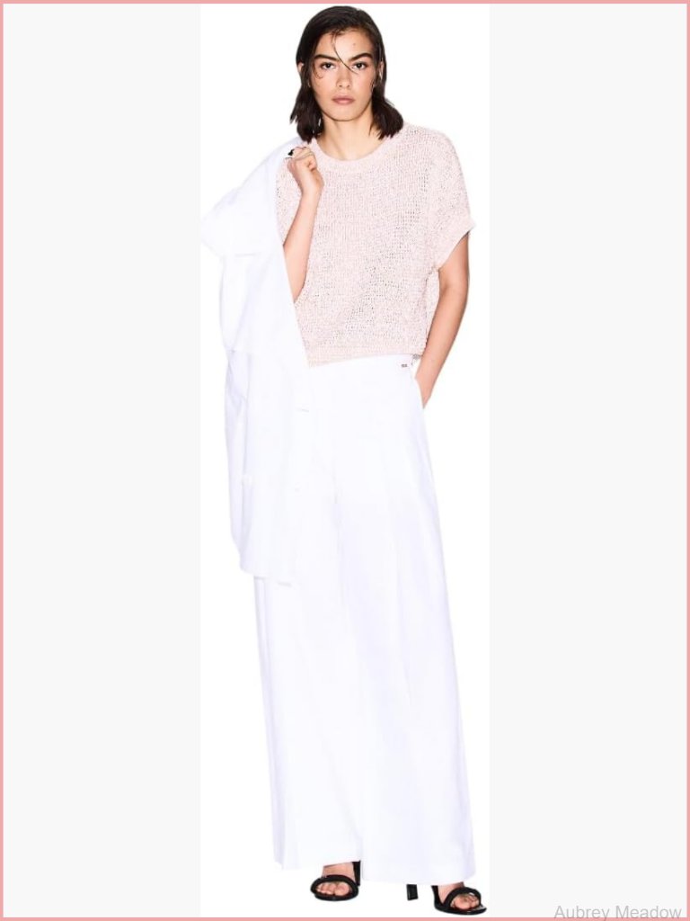Chunky Knit Short Sleeve Pullover Top - Loose Fit Crew Neck